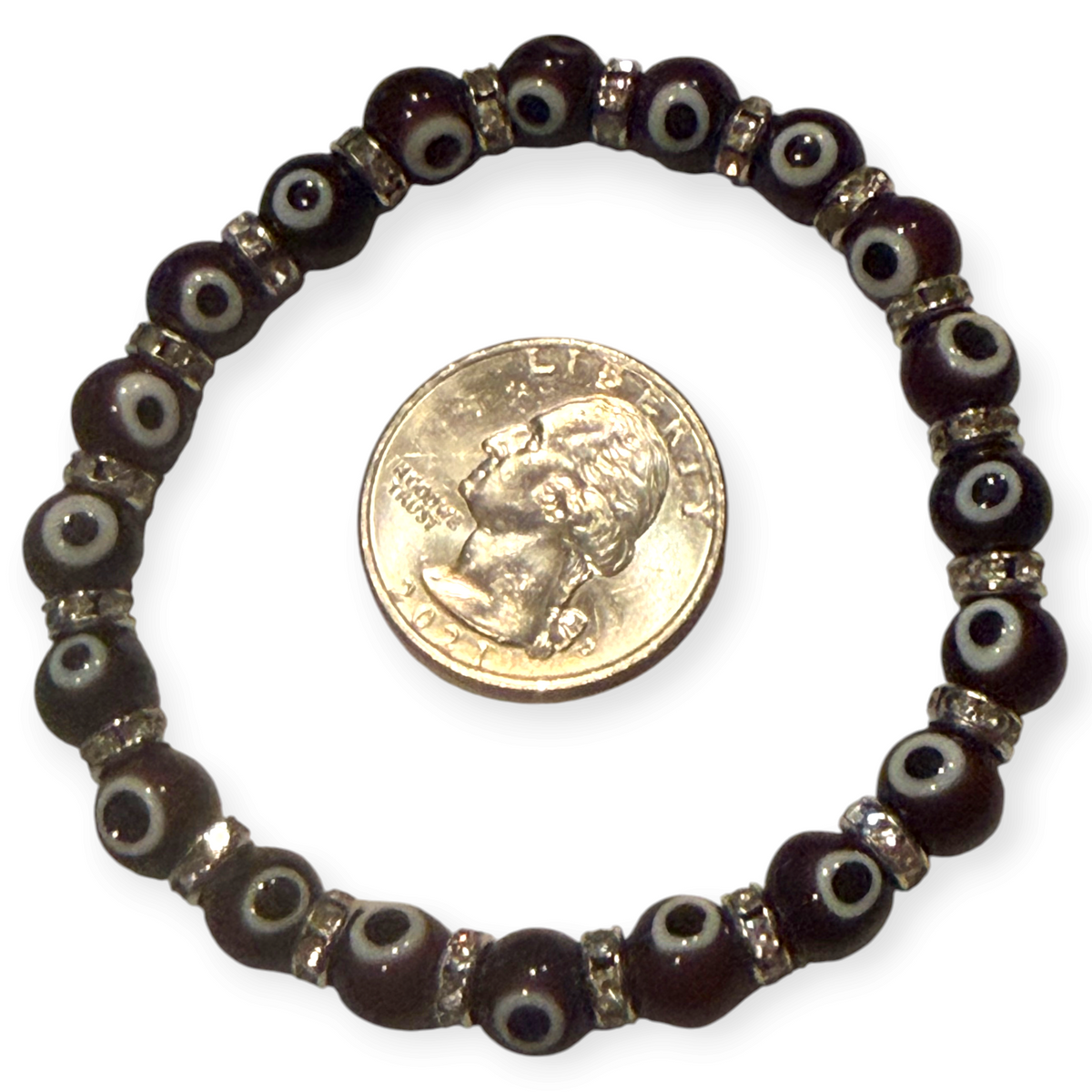 8mm Burgundy Evil Eye Bracelet