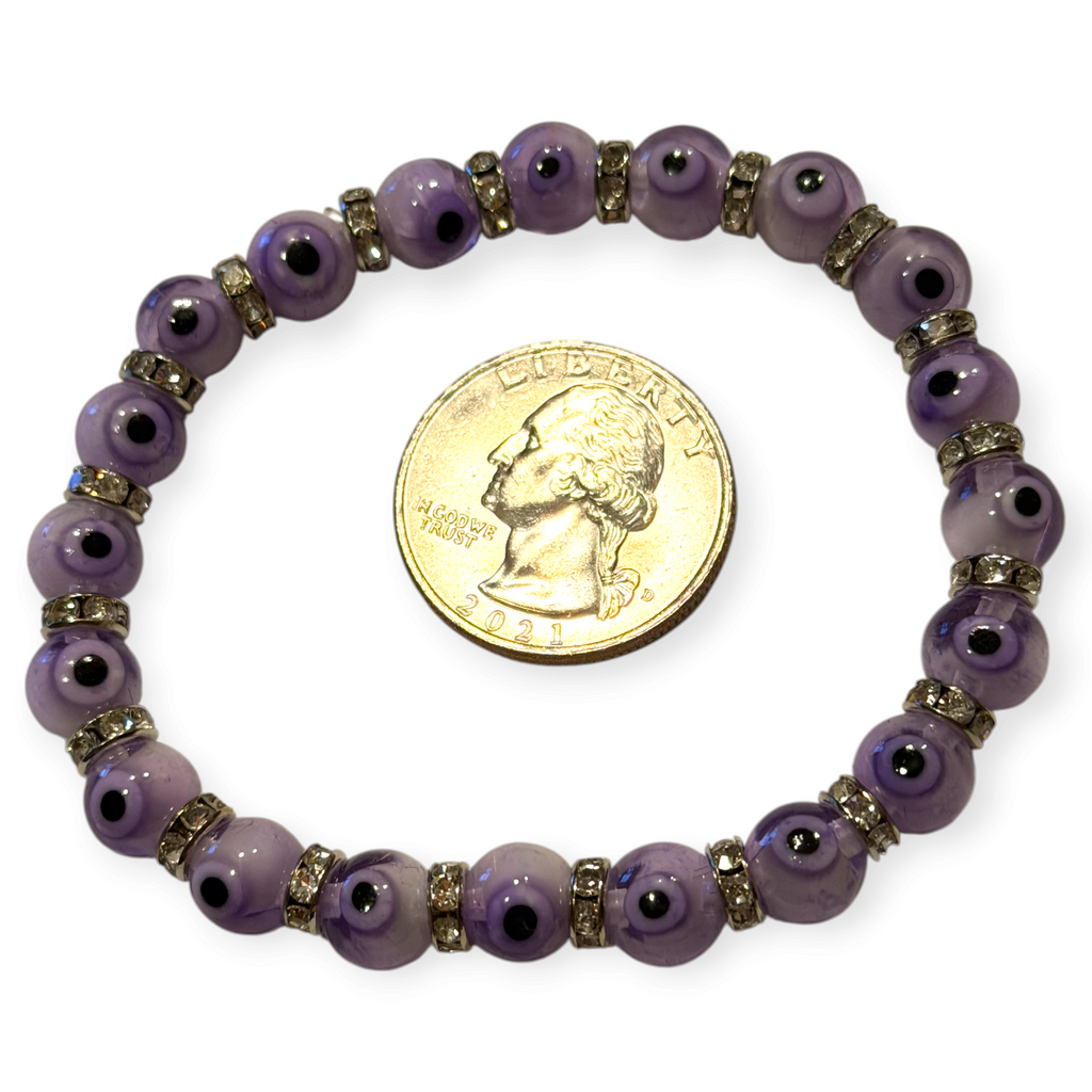 8mm Lavender Evil Eye Bracelet