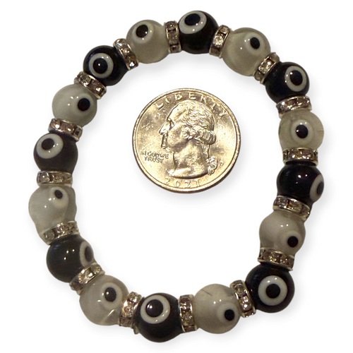 10mm Black & White Evil Eye Bracelet
