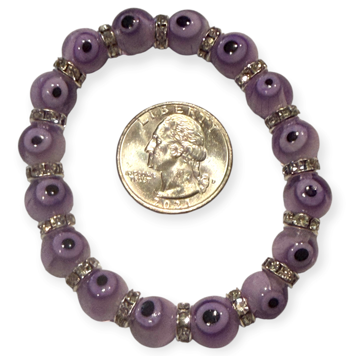 10mm Lavender Evil Eye Bracelet