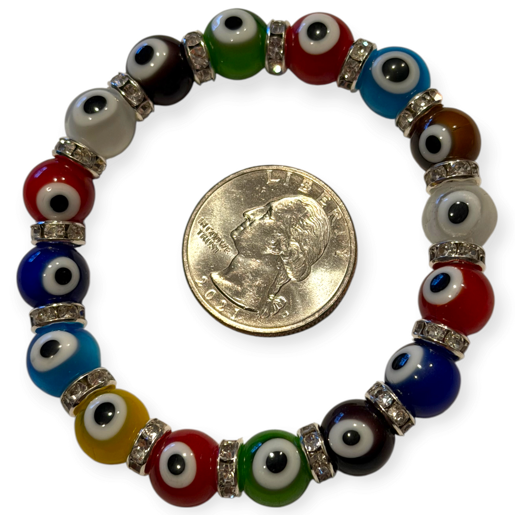 10mm Multi Color Evil Eye Bracelet