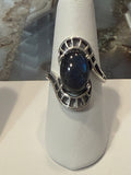 Labradorite Oval Shell Style Sterling Silver Ring