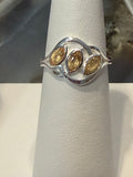 Citrine 3 Stone Sterling Silver RIng