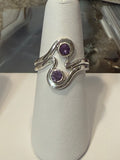Amethyst Double Swirl Sterling Silver Ring