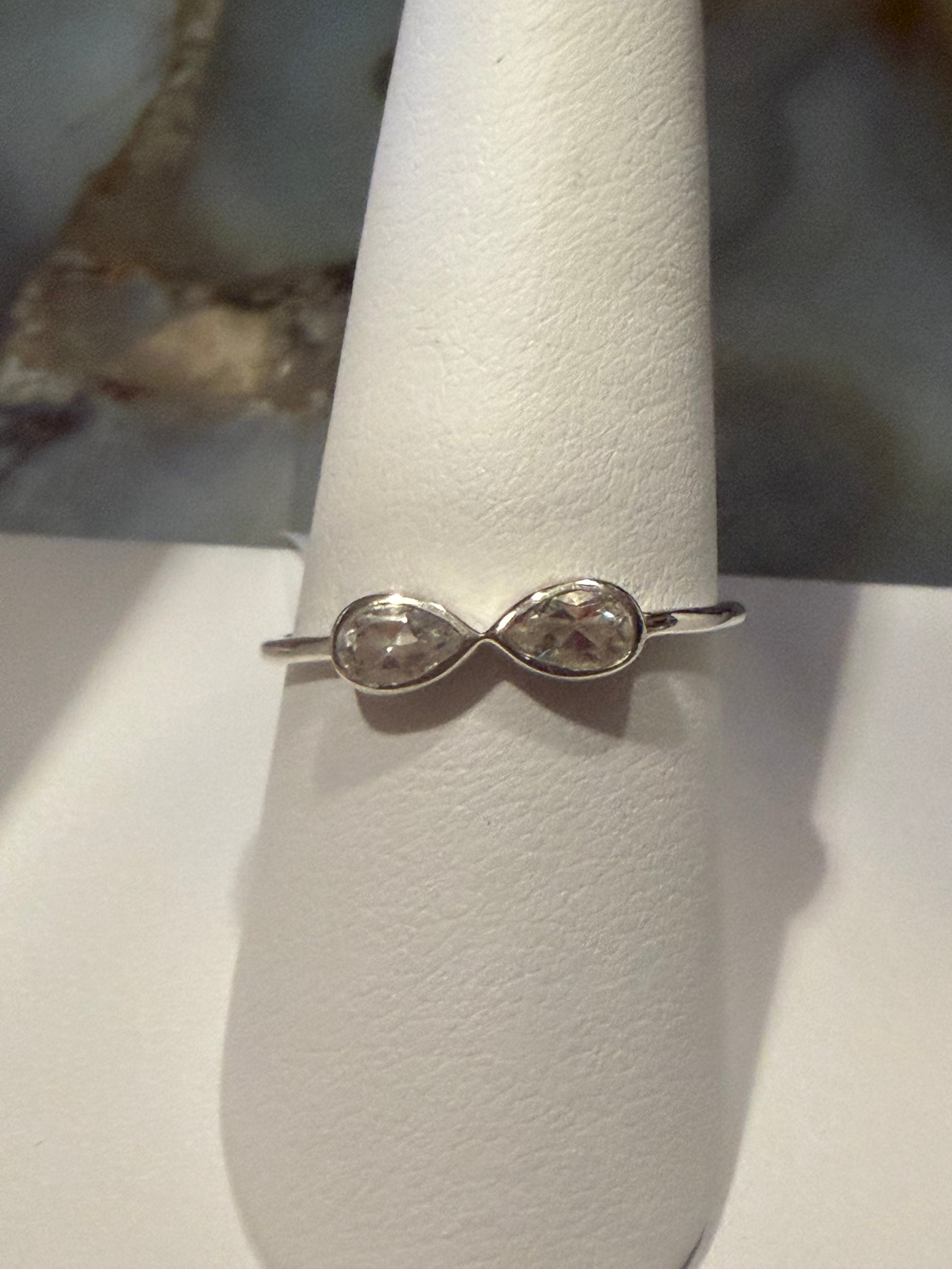 White Topaz Infinity Sterling Silver Ring