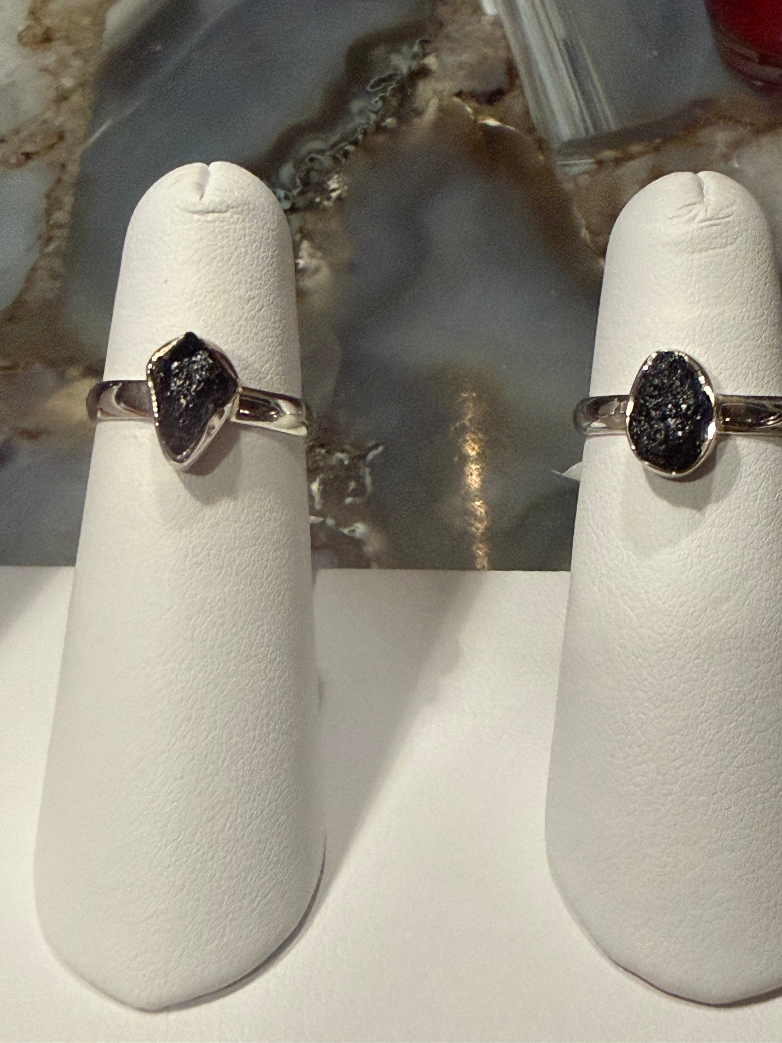Black Tourmaline Natural Sterling Silver Ring