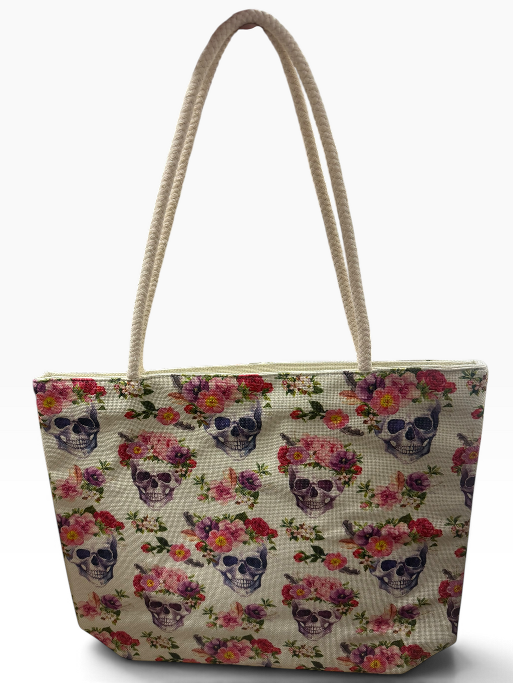 Skull with Roses Tote Bag