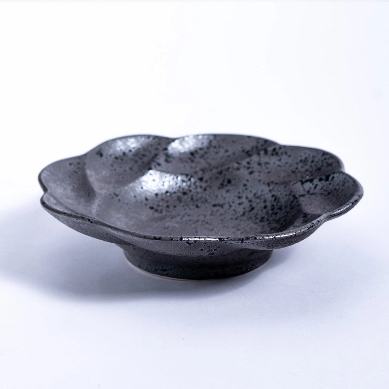 Flower Shape Small Dish - Black Metallic
