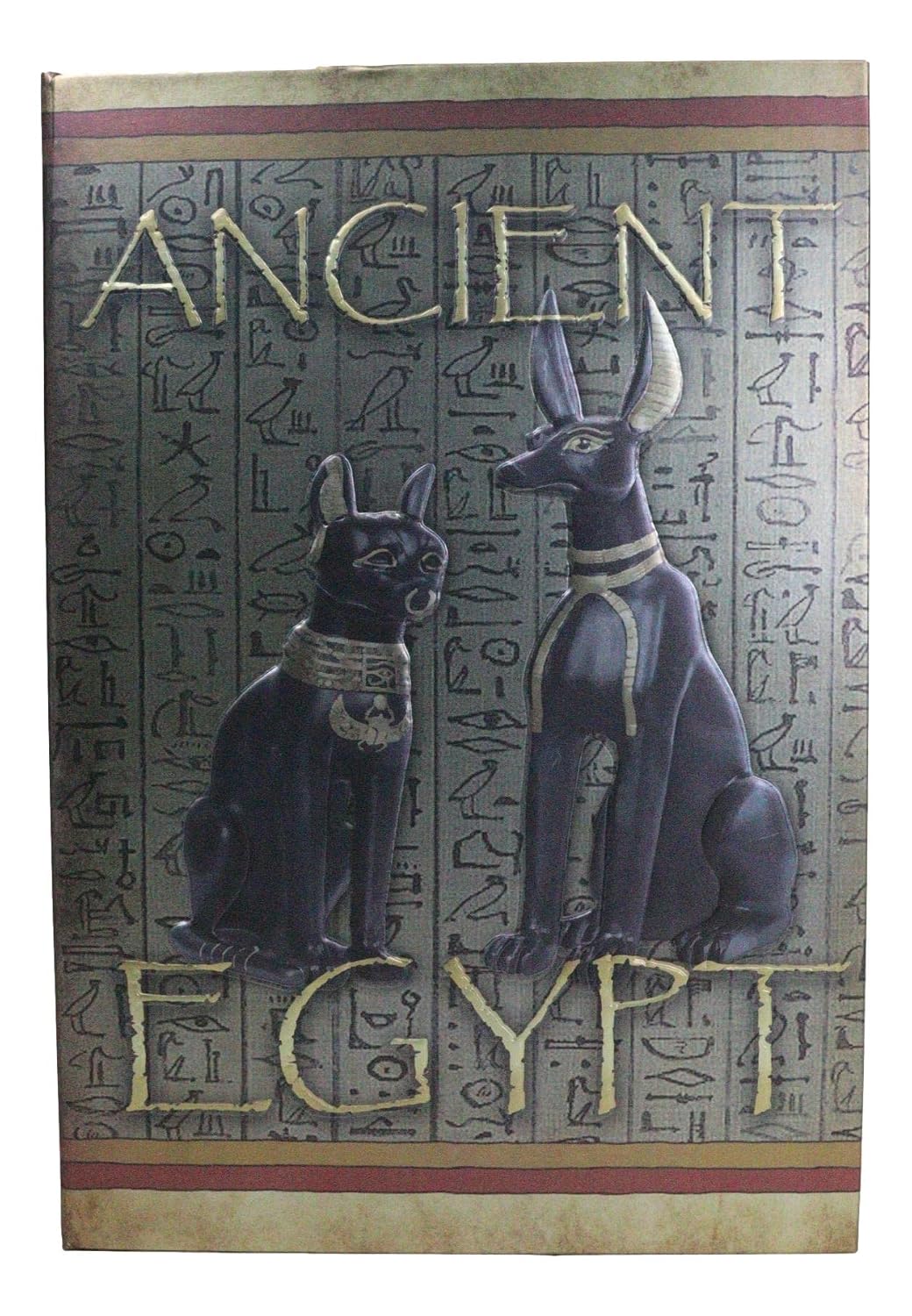 Egyptian Religion Sacred Symbols Hieroglyphs Ancient Egypt Bastet And Anubis Embossed Blank Page Matte Paper Hardcover Journal Book with Bookmarking Ribbon 8.25"x5.75"