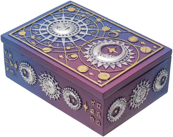 Astrology Tarot Deck Storage Box | 5.5" x 3.75" Decorative Card Holder for Tarot, Oracle & Spiritual Accessories