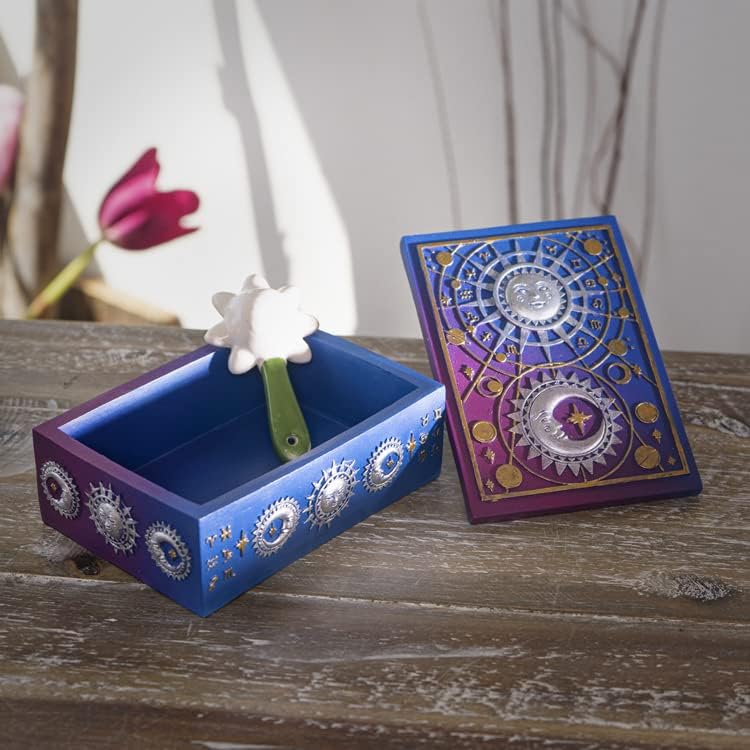 Astrology Tarot Deck Storage Box | 5.5" x 3.75" Decorative Card Holder for Tarot, Oracle & Spiritual Accessories