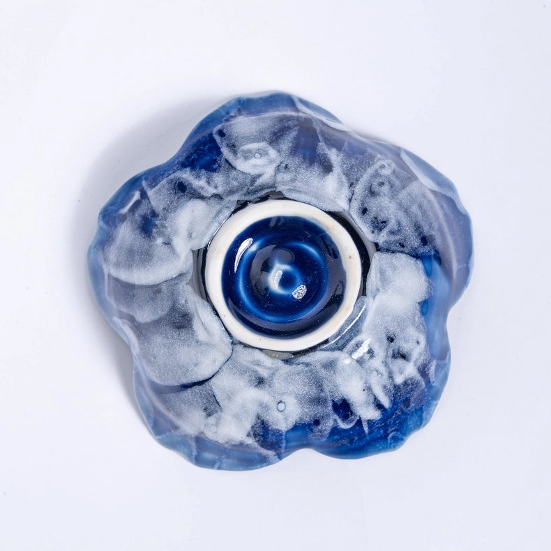 Sakura-Shaped Small Dish - Soft Royal Blue & Light Blue
