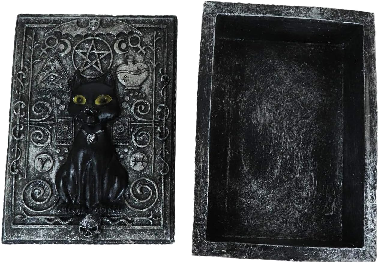Black Cat Witching Hour Tarot Deck Storage Box | 5.5" x 3.75" Decorative Card Holder for Tarot, Oracle & Spiritual Accessories
