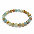 8mm Blue Onyx Beaded Bracelet on white background