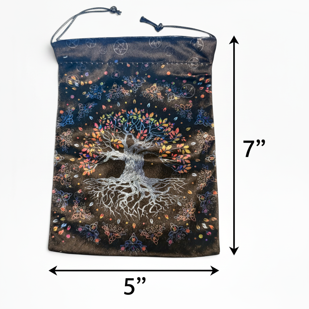 Blue Tree of Life Tarot Bag Measurement Diagram