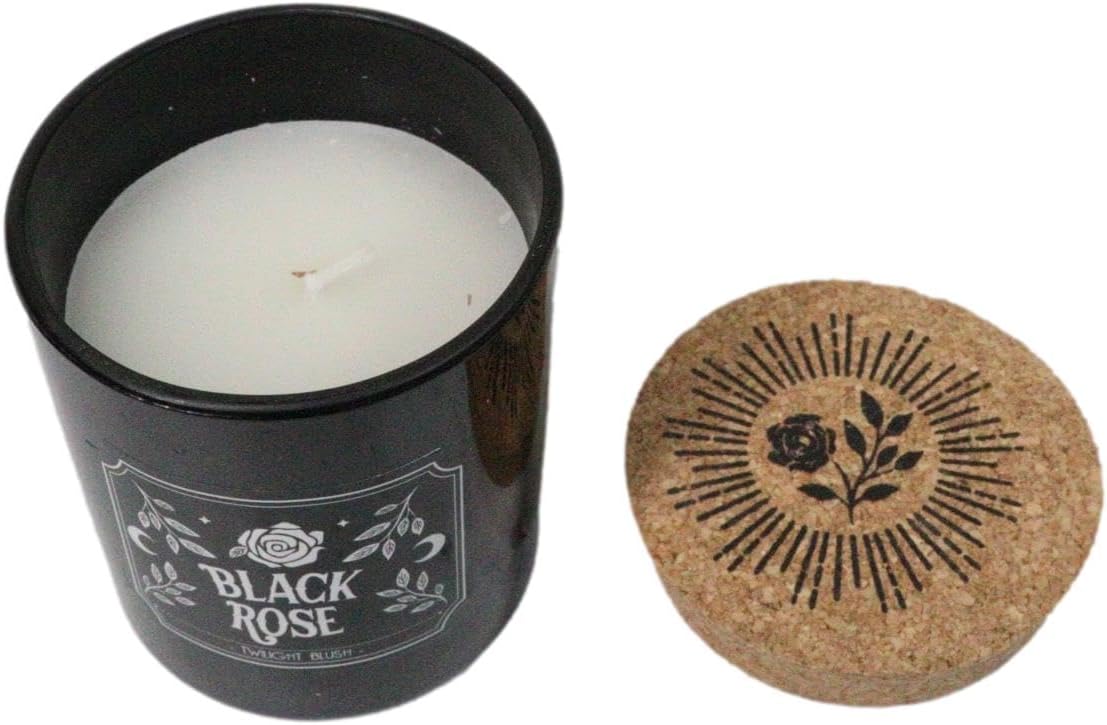Wicca Mystic Midnight Ritual Scented Pillar Candle with Cork Lid Witchcraft New Age Apothecary Celestial Home Fragrance Aromatherapy (Black Rose Twilight Blush)