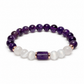 8mm Amethyst & Selenite with Cylinder Amethyst Bracelet