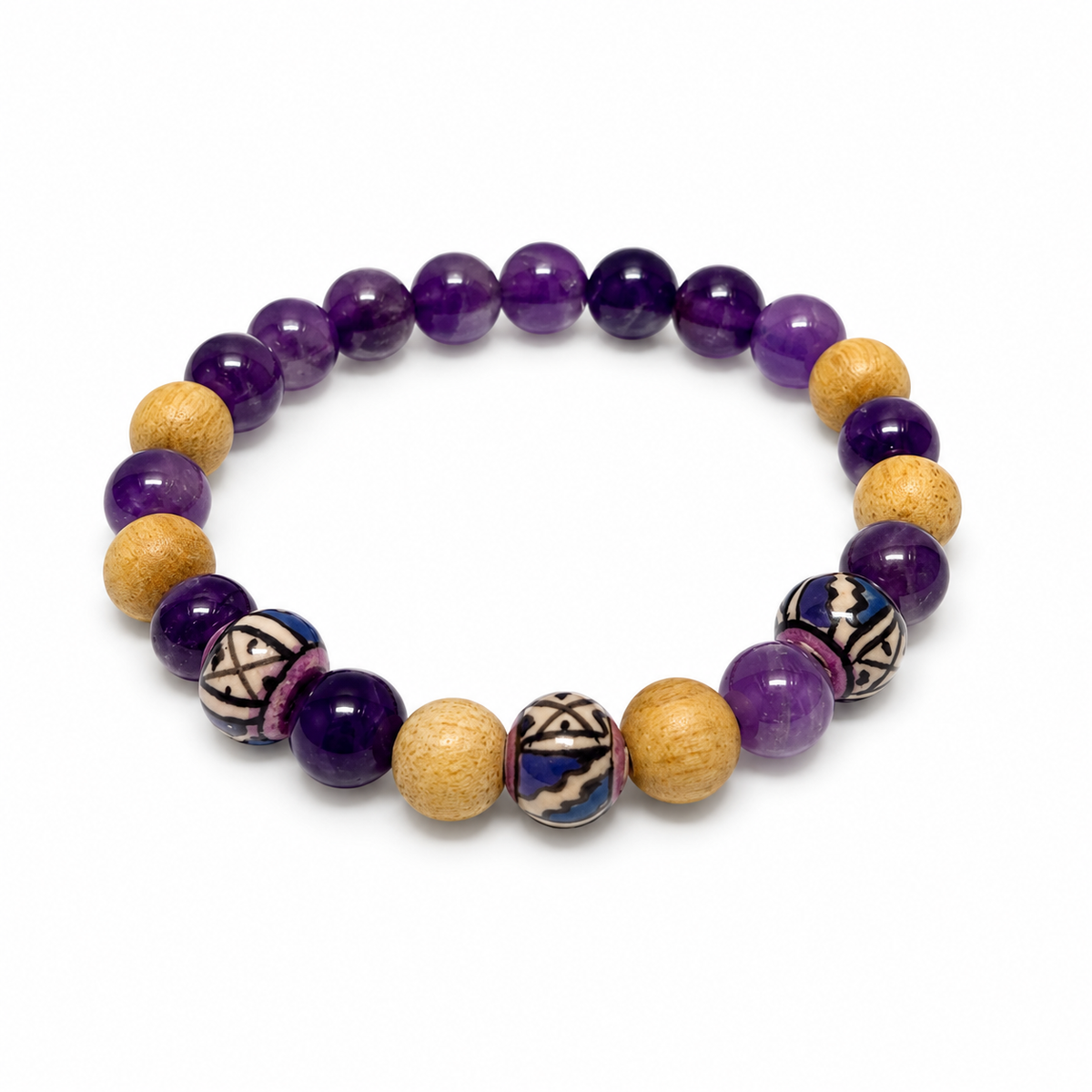 8mm Palo Santo & Amethyst Bracelet