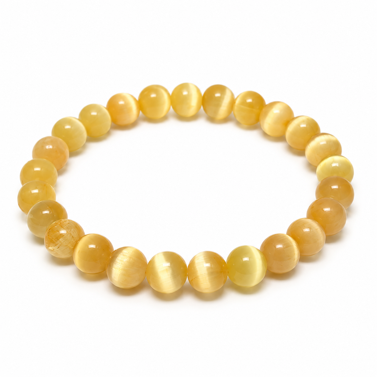 8mm Orange (Dyed) Selenite Bracelet on white background
