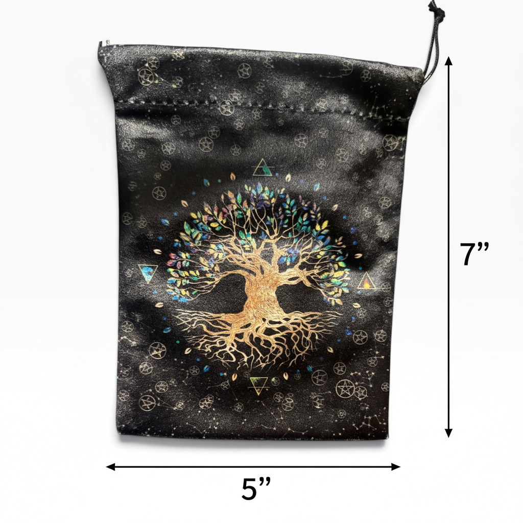 Brown Tree of Life Tarot Bag Measurement Diagram