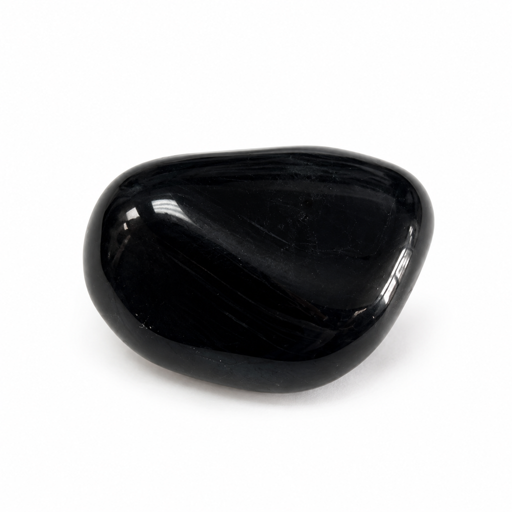 Close-up of Capricorn's polished Black Onyx tumble