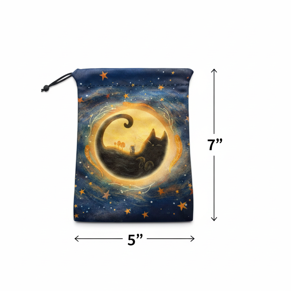 Cat in Moon Tarot Bag Measurement Diagram