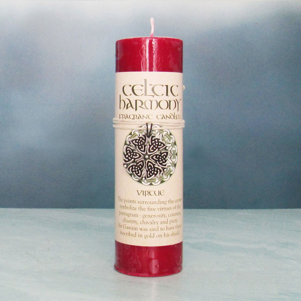 Celtic Harmony Virtue fragrant candle with pewter pendant