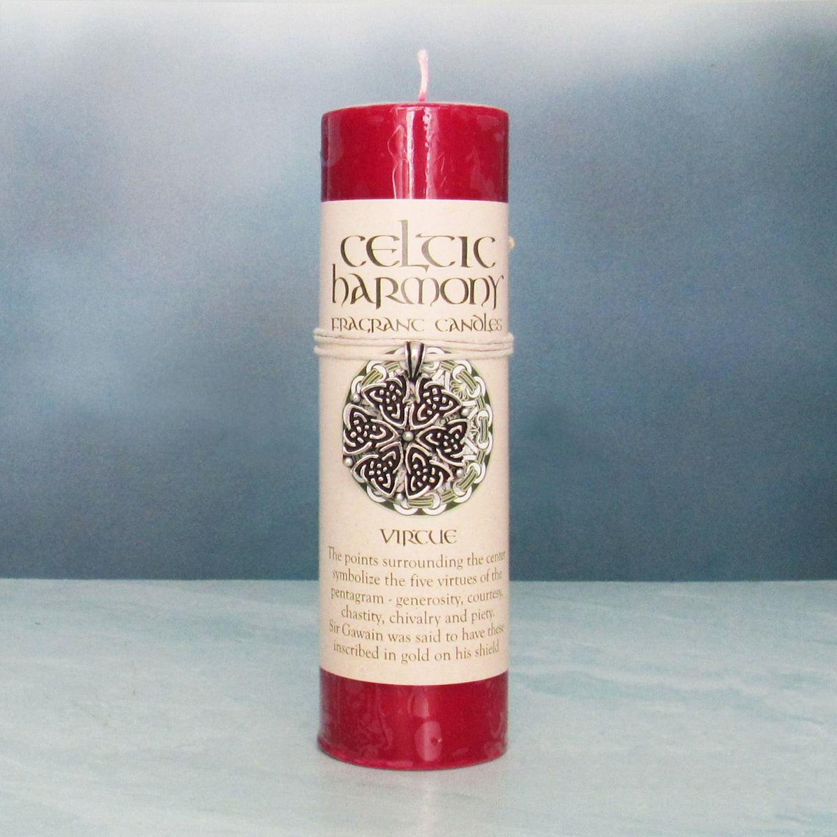 Celtic Harmony Virtue fragrant candle with pewter pendant