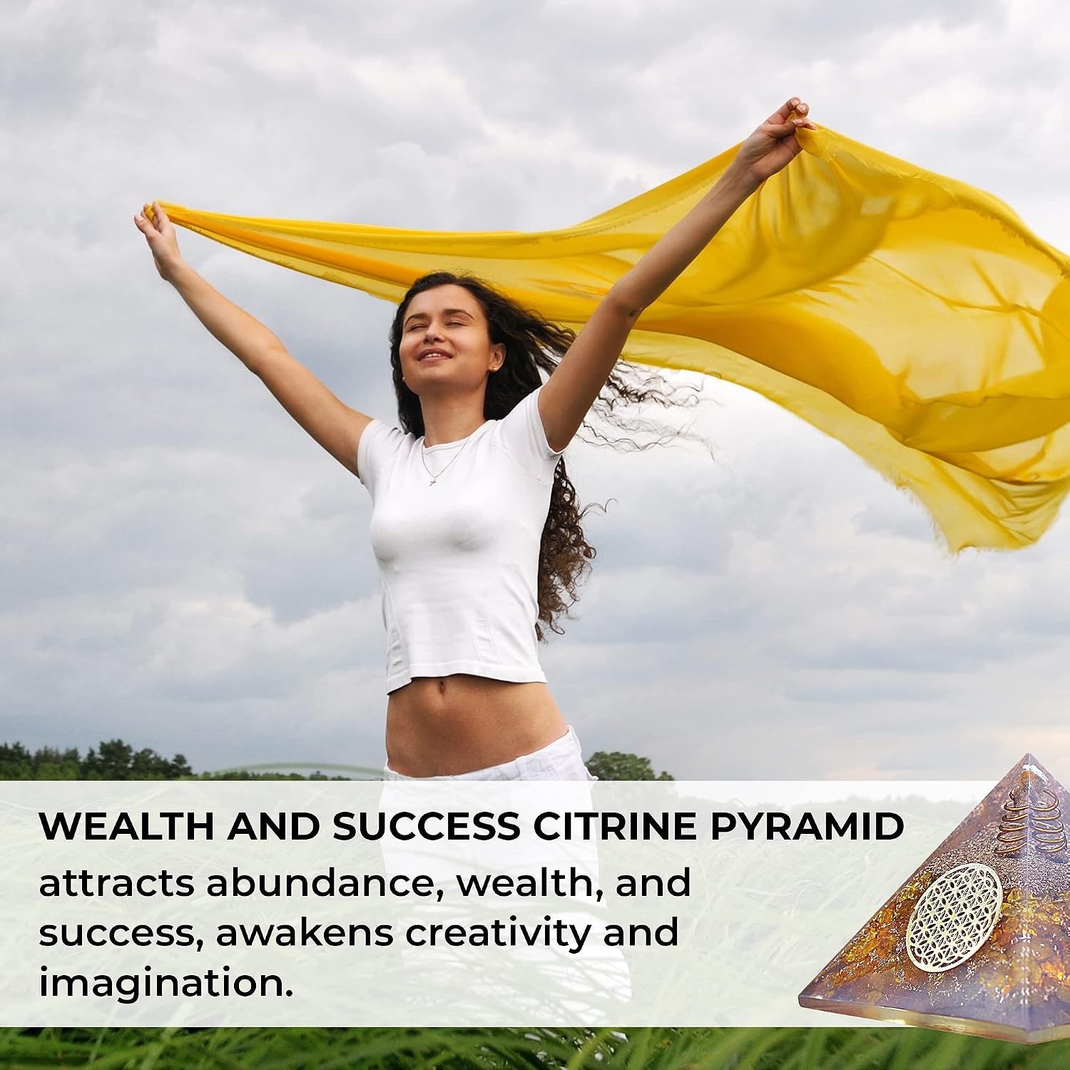 Citrine Orgonite Crystal Pyramid - Attract Wealth