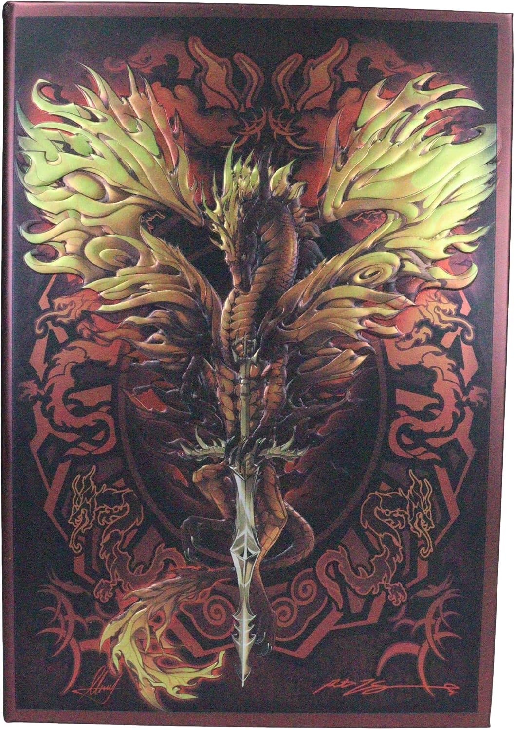 Dragon Blade Flame Drake Embossed Hard Cover Journal - Ruth Thompson Fantasy Dragon Semi Iridescent Journal