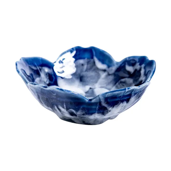 Sakura-Shaped Small Dish - Soft Royal Blue & Light Blue