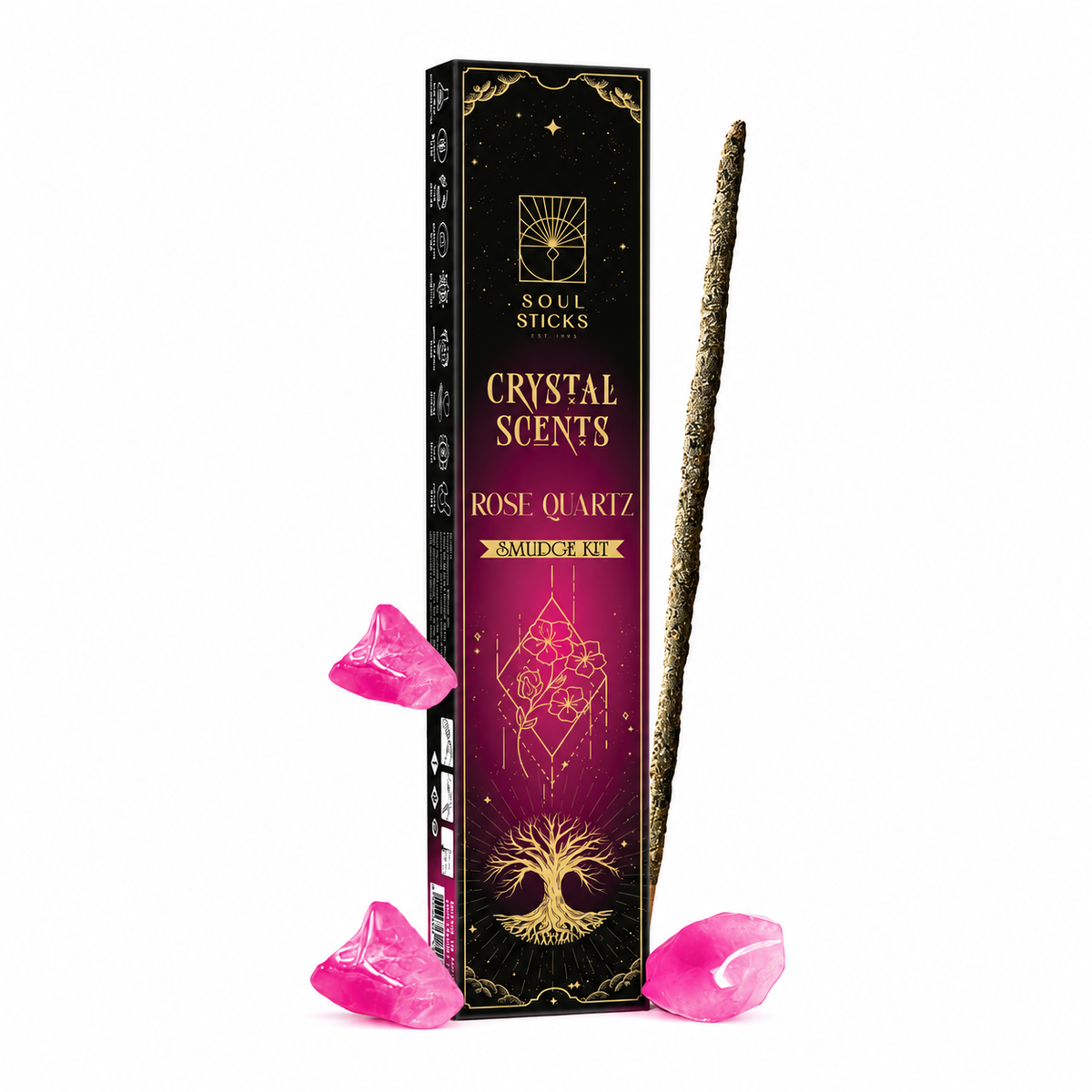 Soul Sticks Rose Quartz Crystal Scents Smudge Kit