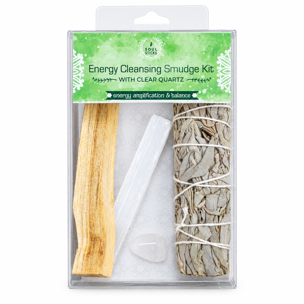 Energy Cleansing Smudge Kit with Clear Quartz