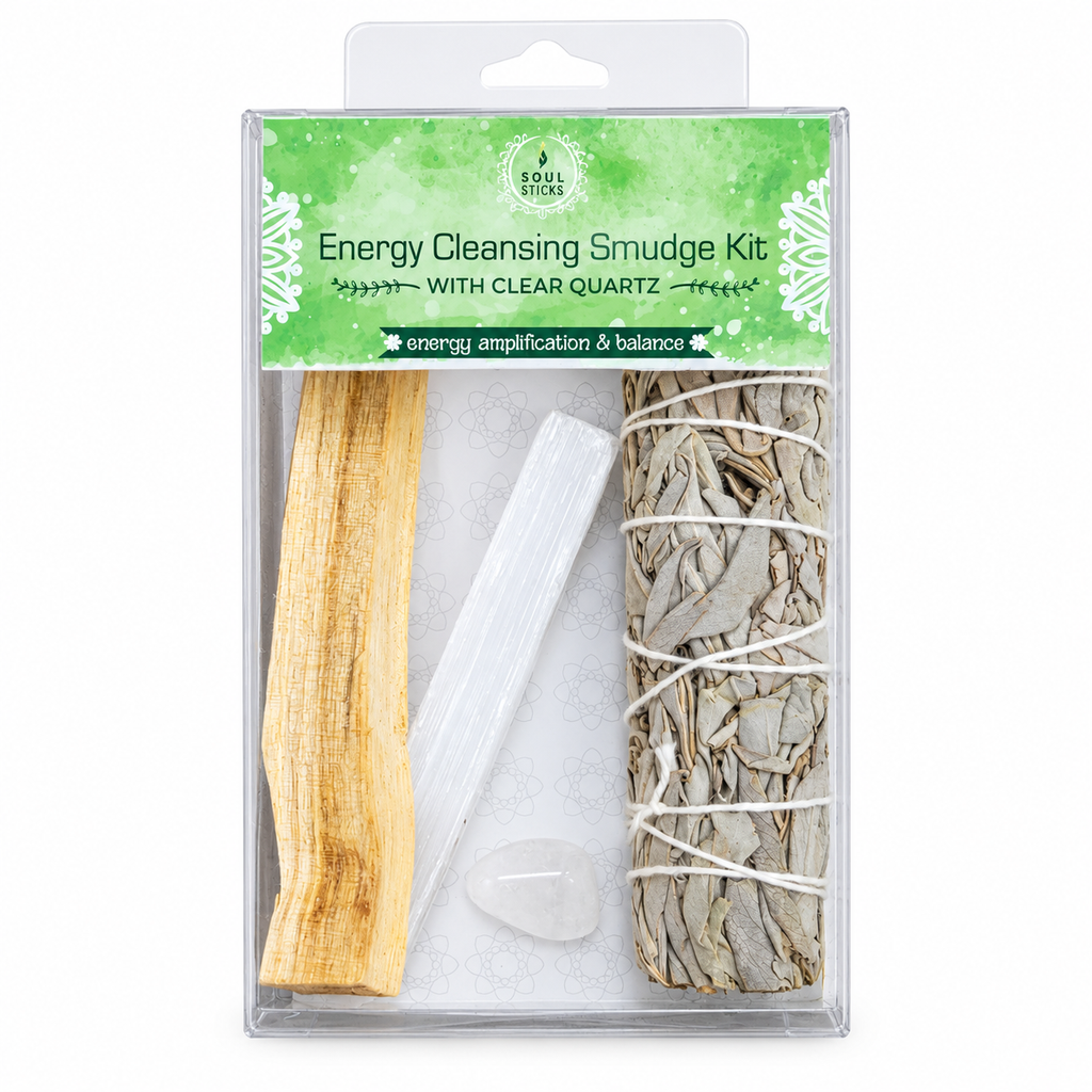 Energy Cleansing Smudge Kit with Clear Quartz