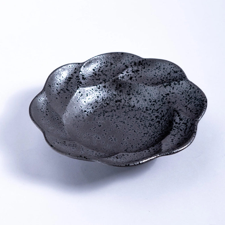 Flower Shape Small Dish - Black Metallic