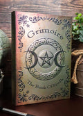 Grimoire Book of Spells Triple Moon Pentagram Embossed Blank Page Matte Paper Hardcover Journal Book with Bookmarking Ribbon 8.25"x5.75"