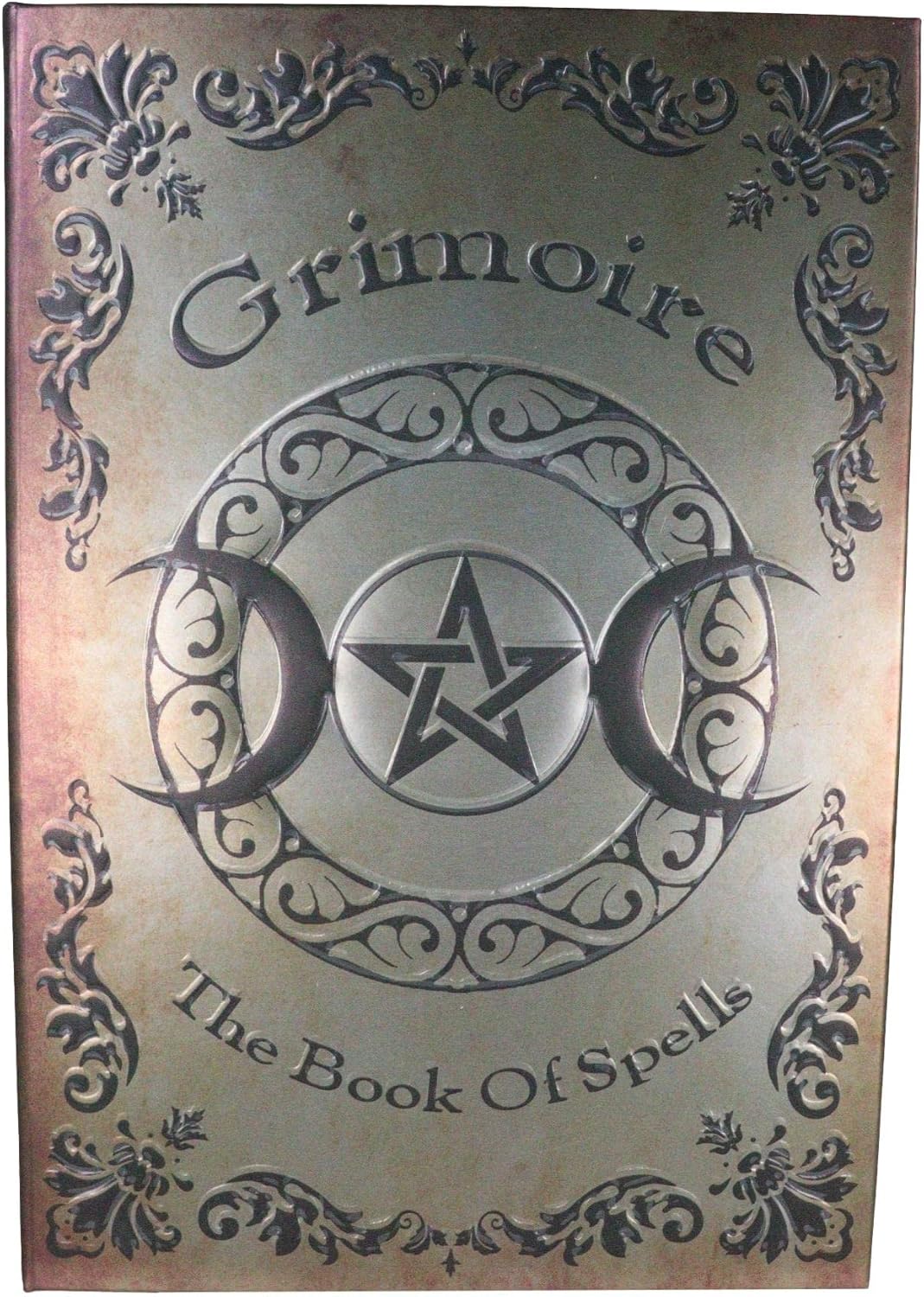 Grimoire Book of Spells Triple Moon Pentagram Embossed Blank Page Matte Paper Hardcover Journal Book with Bookmarking Ribbon 8.25"x5.75"