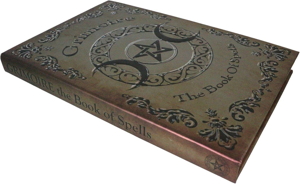 Grimoire Book of Spells Triple Moon Pentagram Embossed Blank Page Matte Paper Hardcover Journal Book with Bookmarking Ribbon 8.25"x5.75"