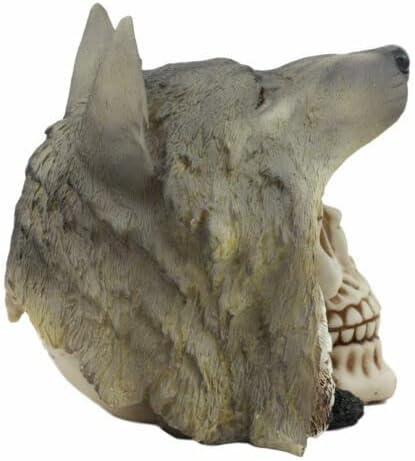 Grey Wolf Warrior Skull Figurine