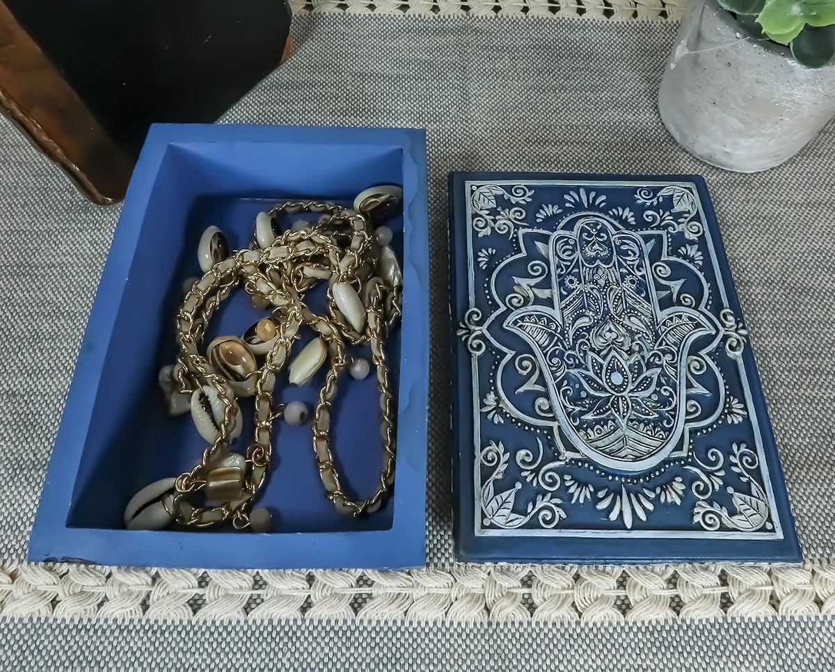 Hamsa Palm Tarot Deck Storage Box | 5.5" x 3.75" Decorative Card Holder for Tarot, Oracle & Spiritual Accessories