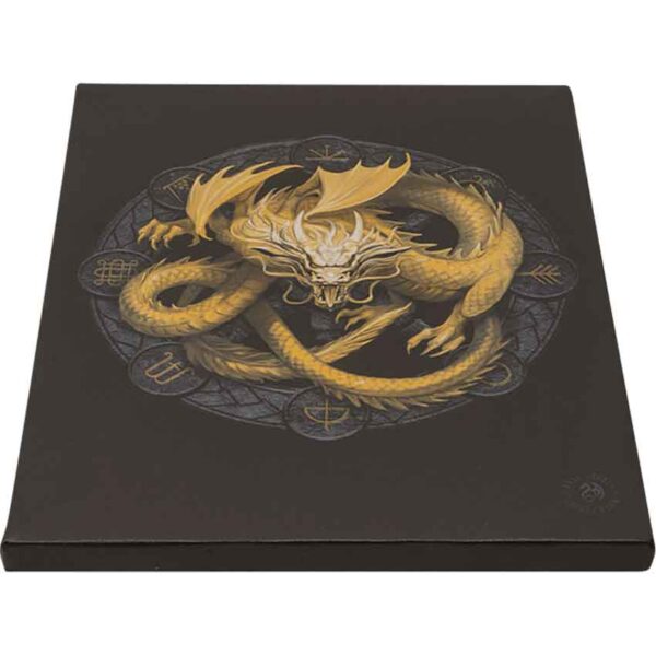 Imbolc Drake Sabbats Wheel of The Year Dragon Canvas Framed Wall Art Wall Plaque - Anne Stokes - 7.5" W x 9.85"
