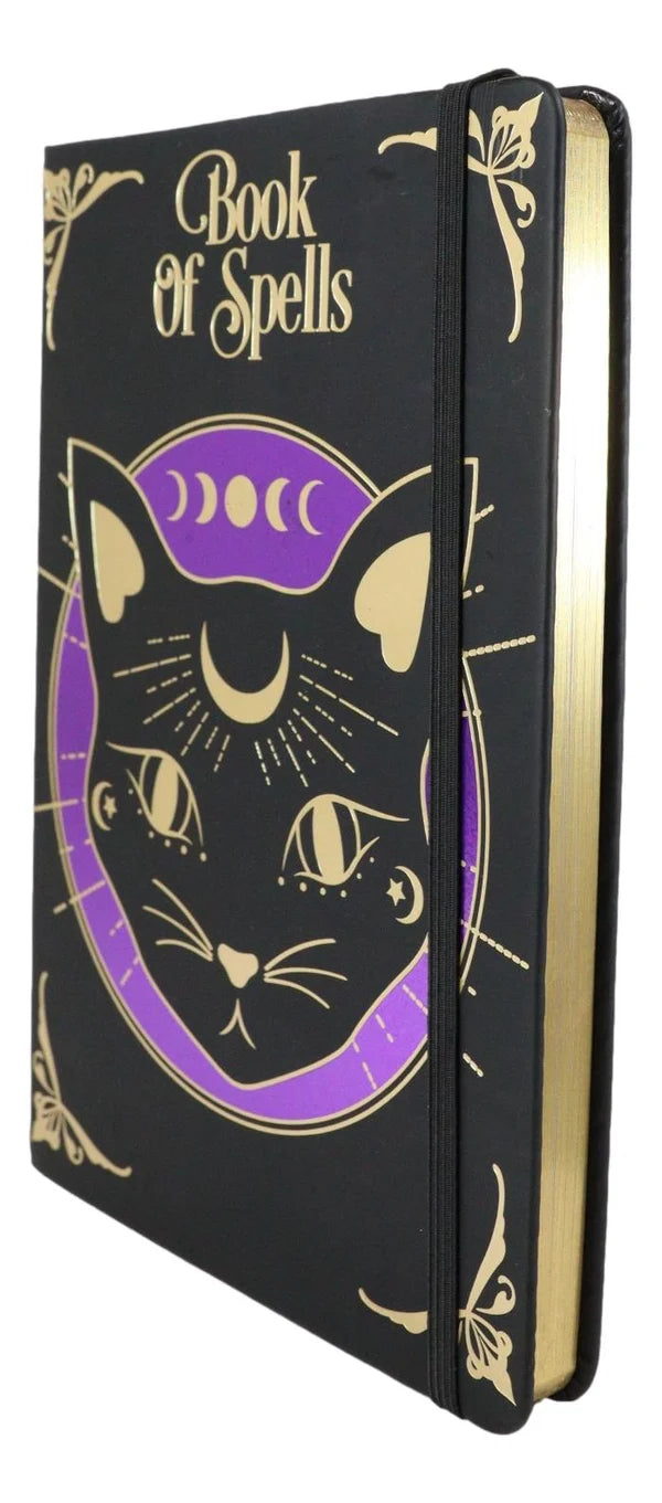 Mystic Mog Cat Book Of Spells Lined Pages Hard Cover Journal Book With Bookmark And Cord