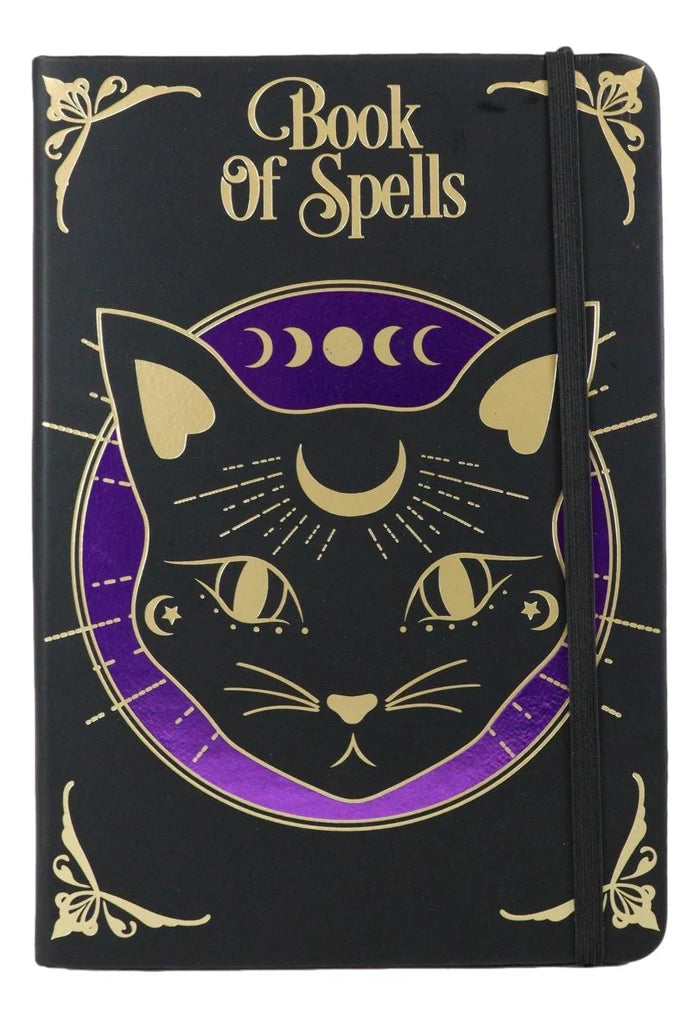 Mystic Mog Cat Book Of Spells Lined Pages Hard Cover Journal Book With Bookmark And Cord
