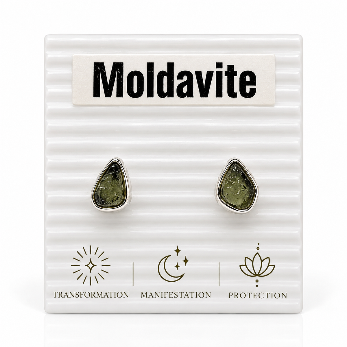 Moldavite Stud Sterling Silver Earrings - Transformation, Manifestation, Protection