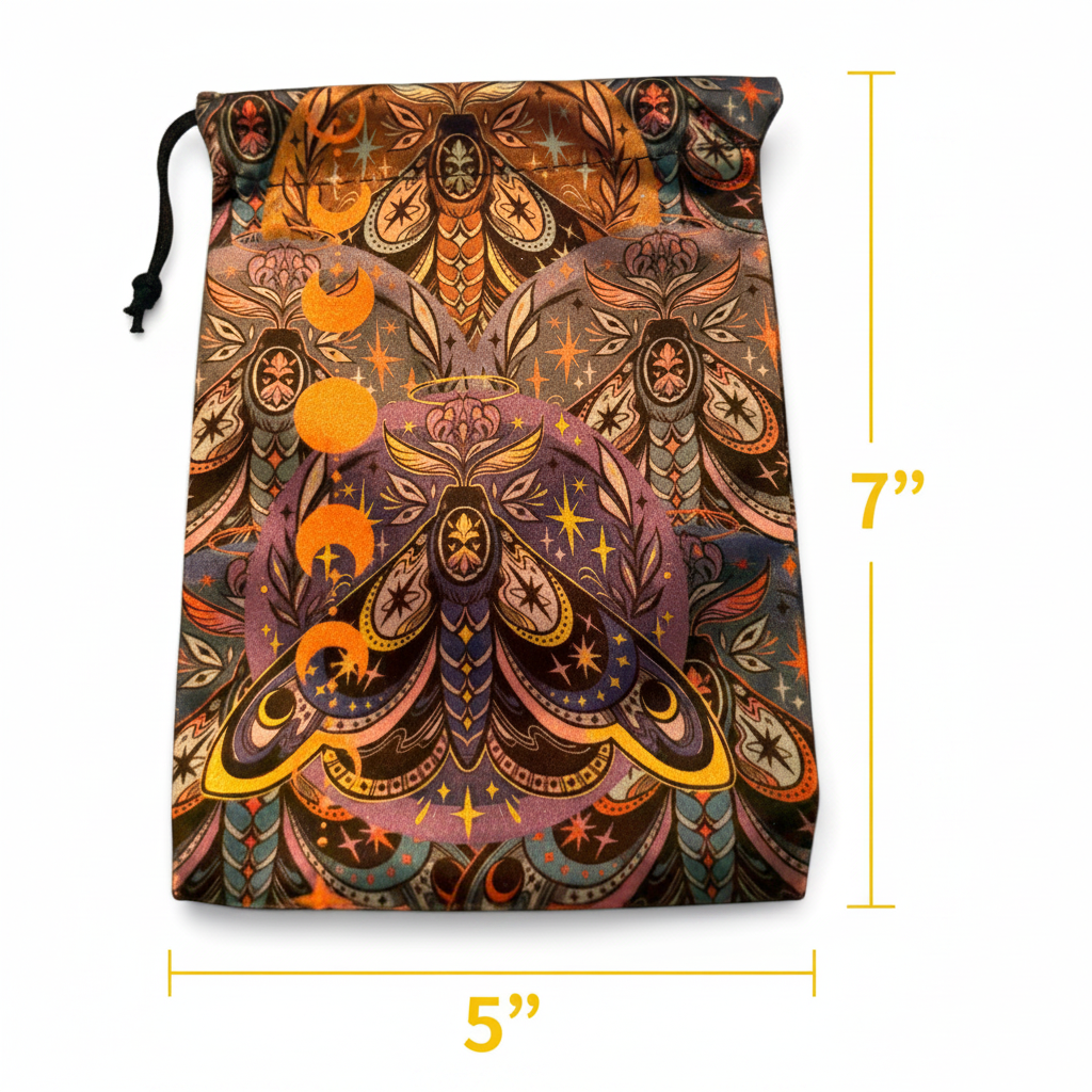 Multi Color Moth Tarot Bag Measurement Diagram