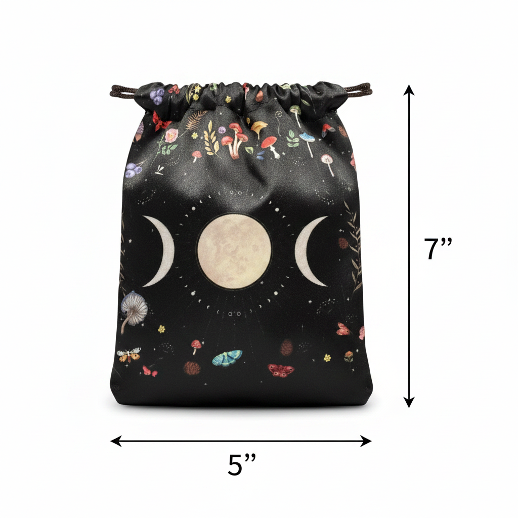 Mushroom Triple Moon Tarot Bag Measurement Diagram