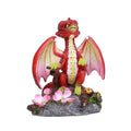 My Store Green Thumb Garden Fruits Red Apple Dragon figurine with pink blossoms and ladybug. Resin, hand-painted.