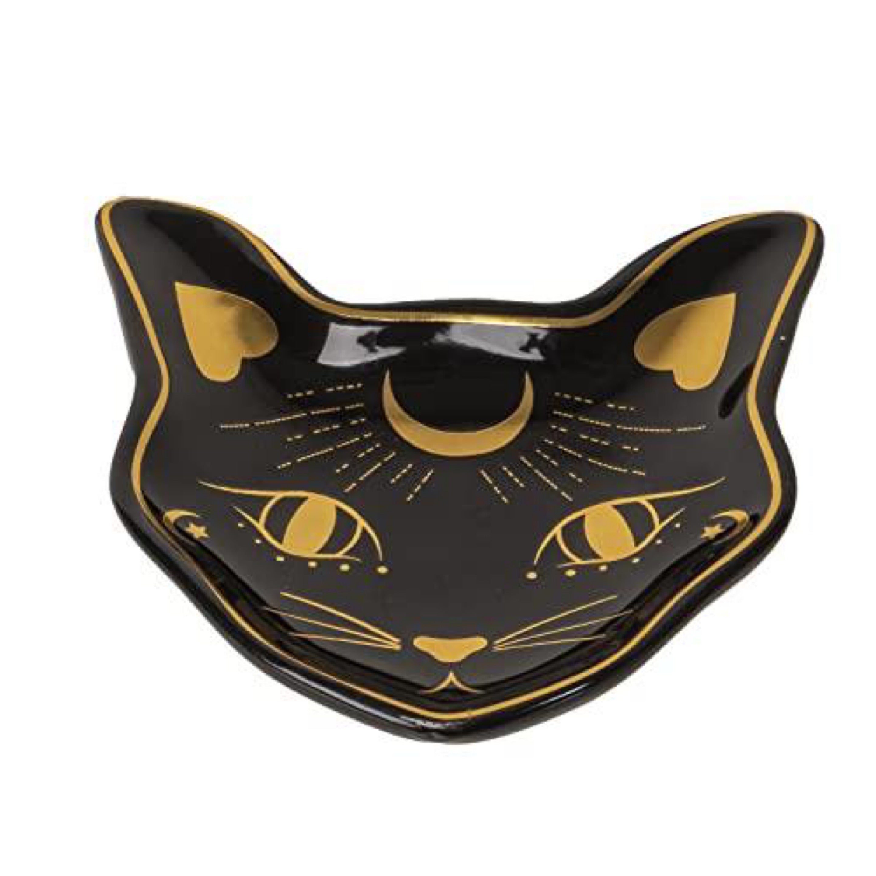 Mystic Mog Black & Gold Trinket Dish