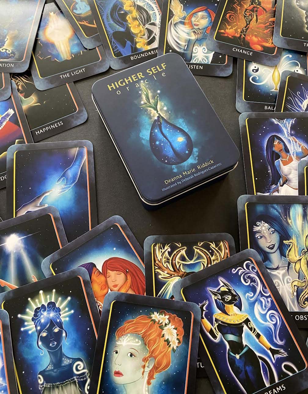 Higher Self Oracle : (Oracle Kit Box Set with 45 Cards and Guide Book) By Deanna Marie Riddick and Illustrated by Deborah Rodriguez-Capacetti