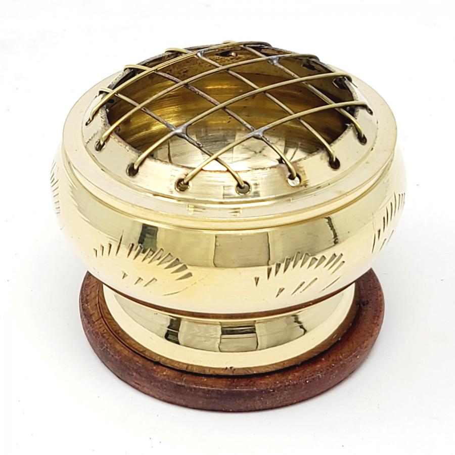 Feather Carved Brass Burner